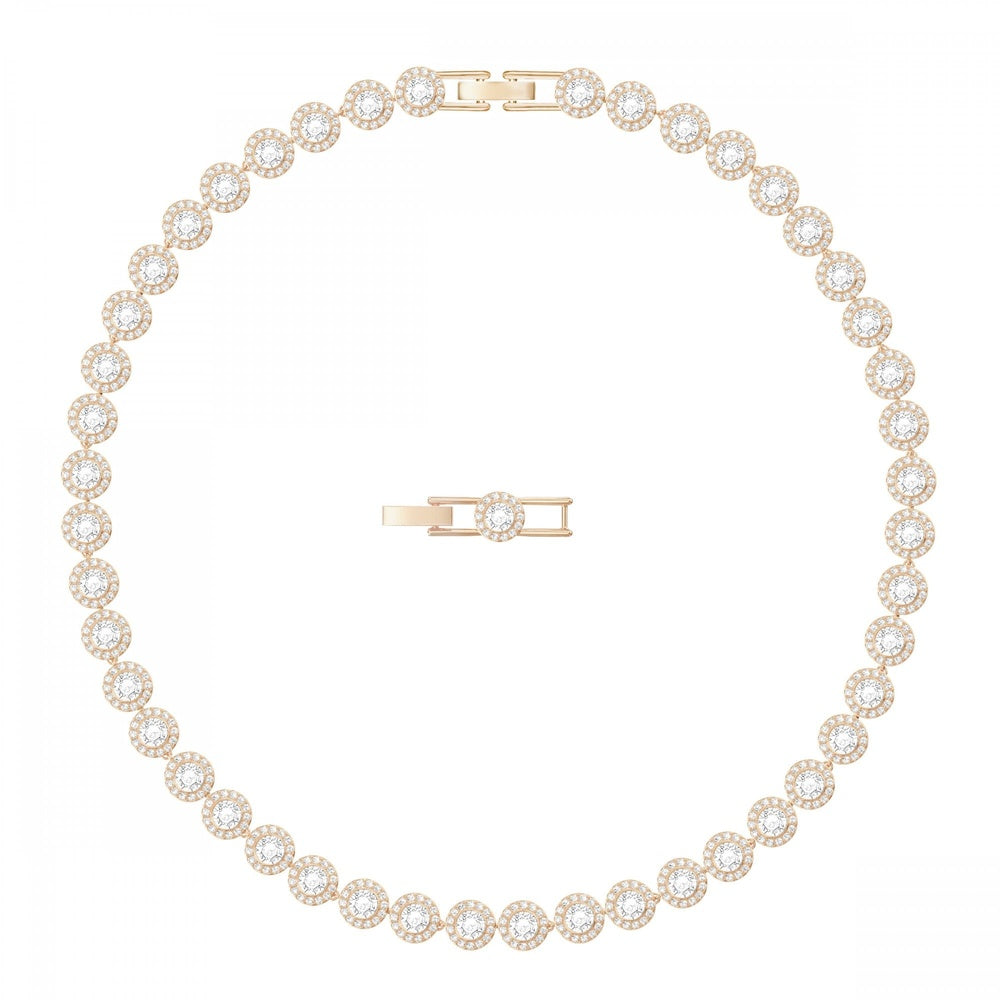 ANGELIC NECKLACE, WHITE SWAROVSKI CRYSTALS, ROSE-GOLD TONE PLATED