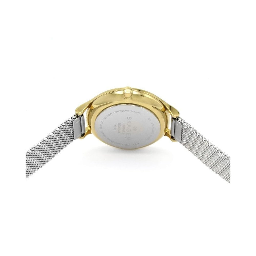 ANITA LILLE LADIES STAINLESS STEEL MESH BRACELET WATCH WITH GOLD DETAIL