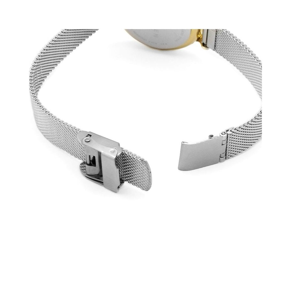 ANITA LILLE LADIES STAINLESS STEEL MESH BRACELET WATCH WITH GOLD DETAIL