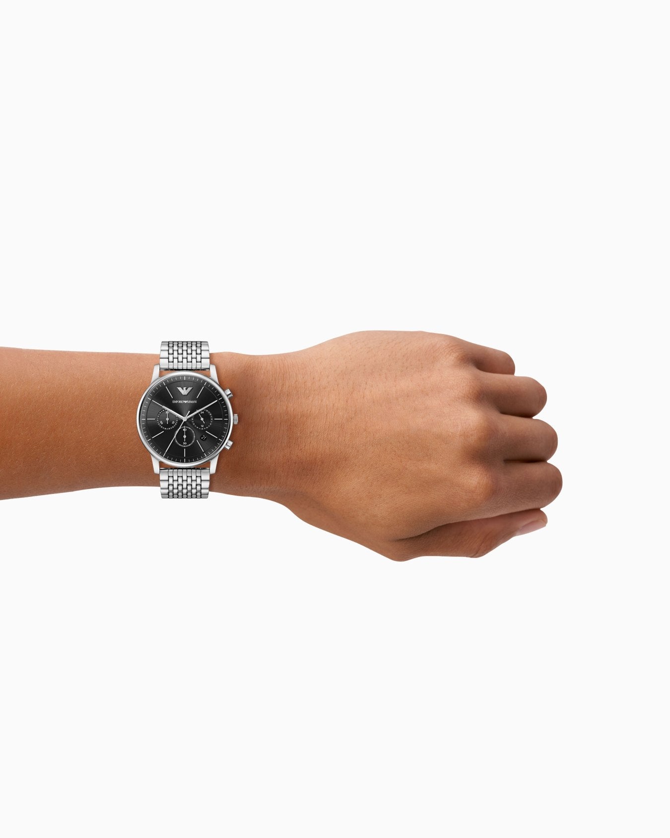 ARMANI BLACK CHRONO DIAL GENTS STAINLESS STEEL WATCH