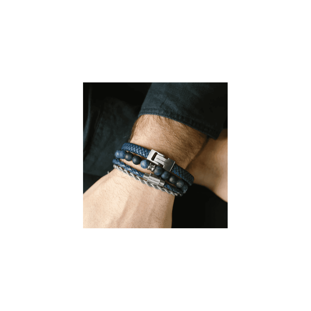 ARCHIE NAVY LEATHER BRACELET