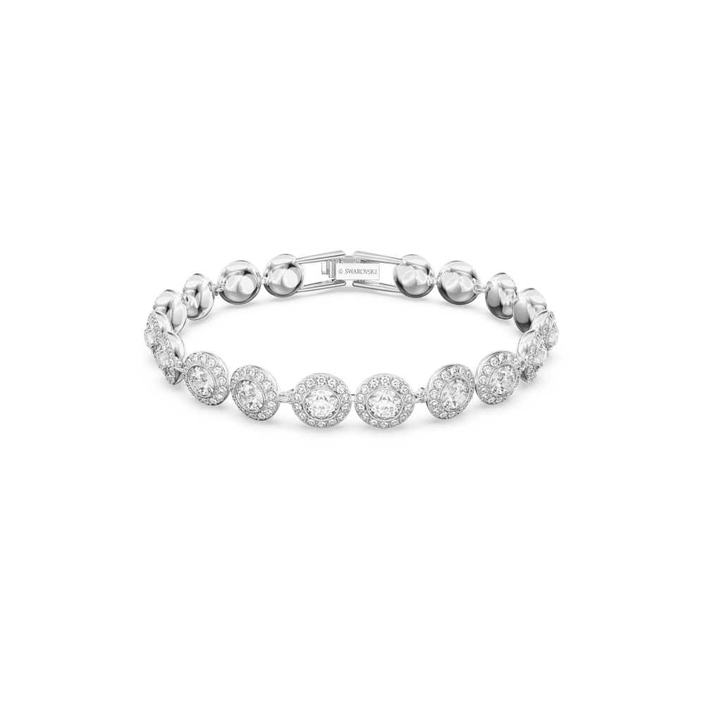 Angelic bracelet, Round cut, Pavé, White, Rhodium plated