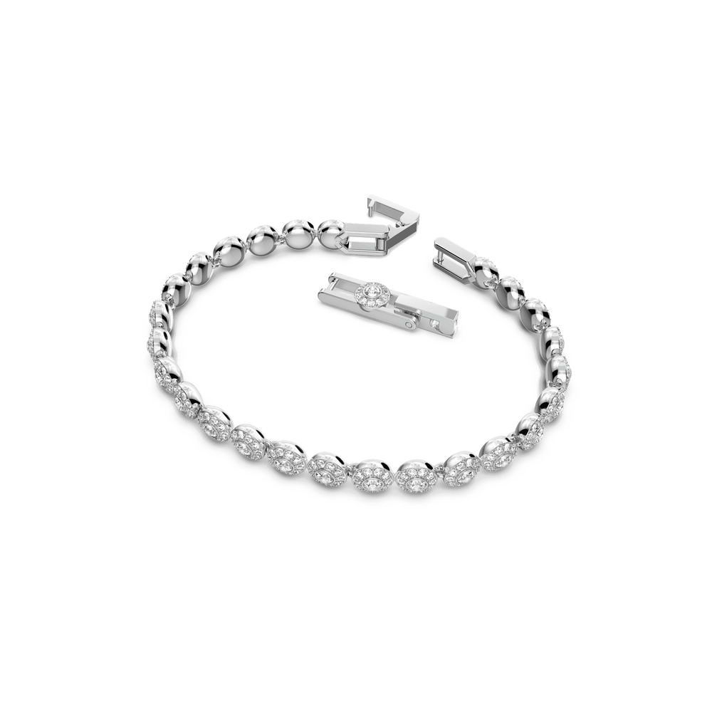 Angelic bracelet, Round cut, Pavé, White, Rhodium plated