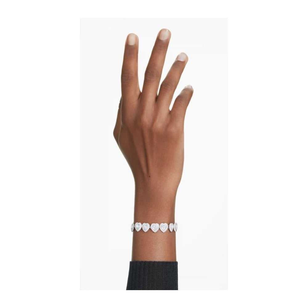 Ariana Grande x Swarovski Tennis bracelet Mixed cuts, Heart, White, Rhodium plated