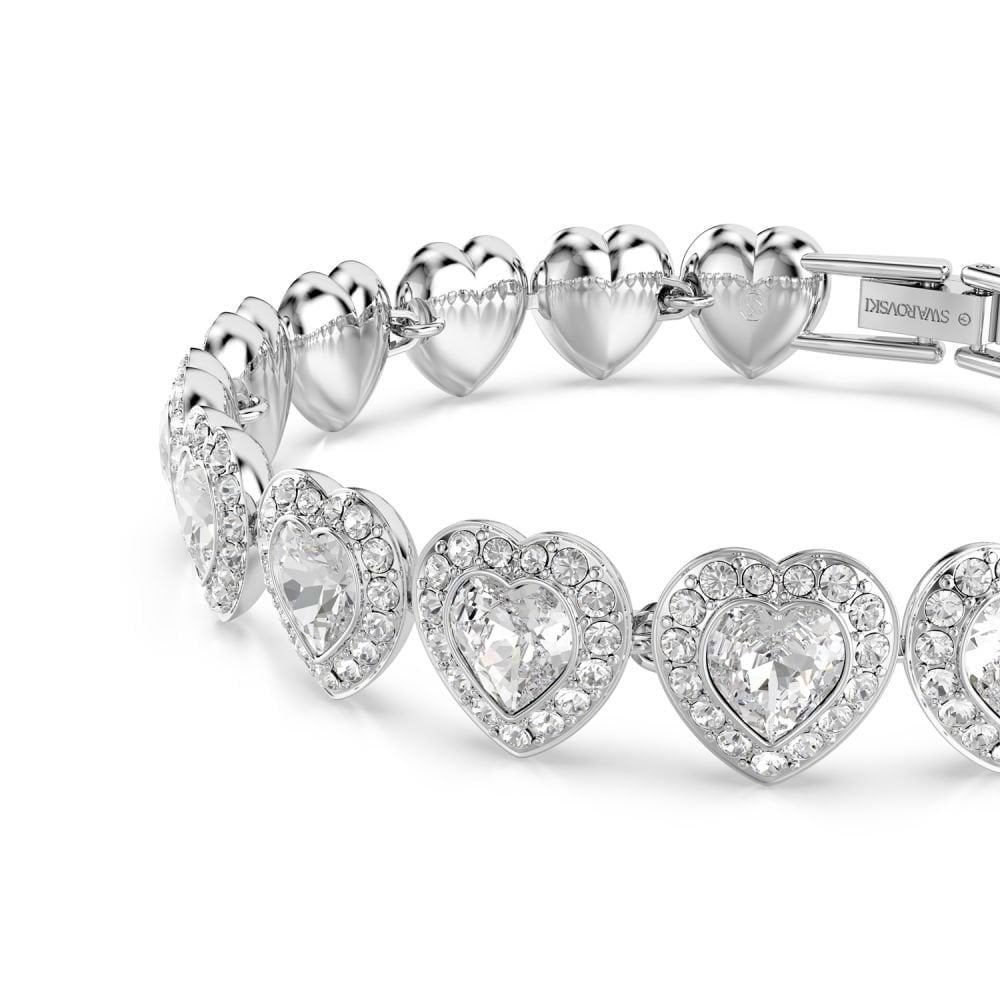 Ariana Grande x Swarovski Tennis bracelet Mixed cuts, Heart, White, Rhodium plated