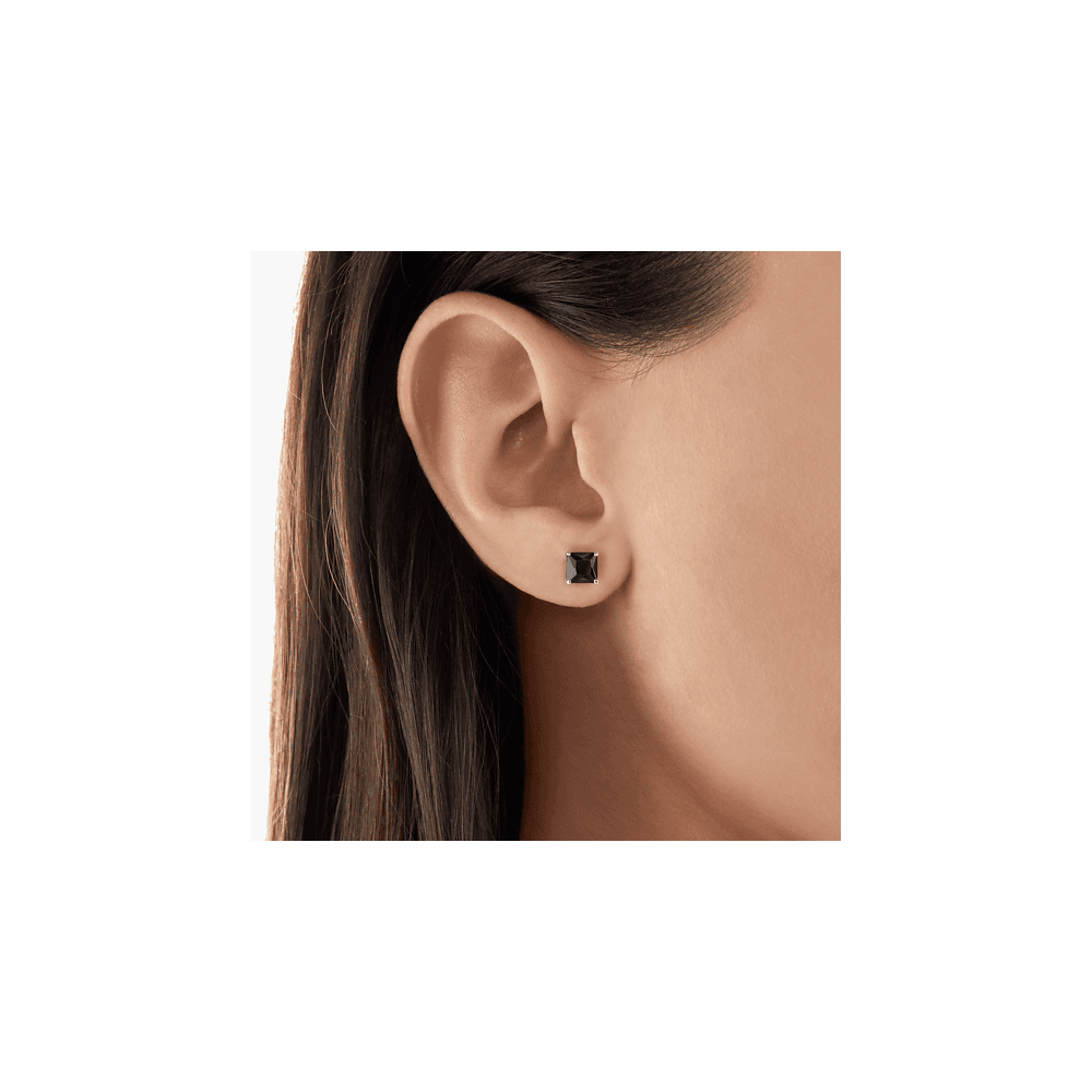 BLACK STONE STERLING SILVER STUD EARRINGS