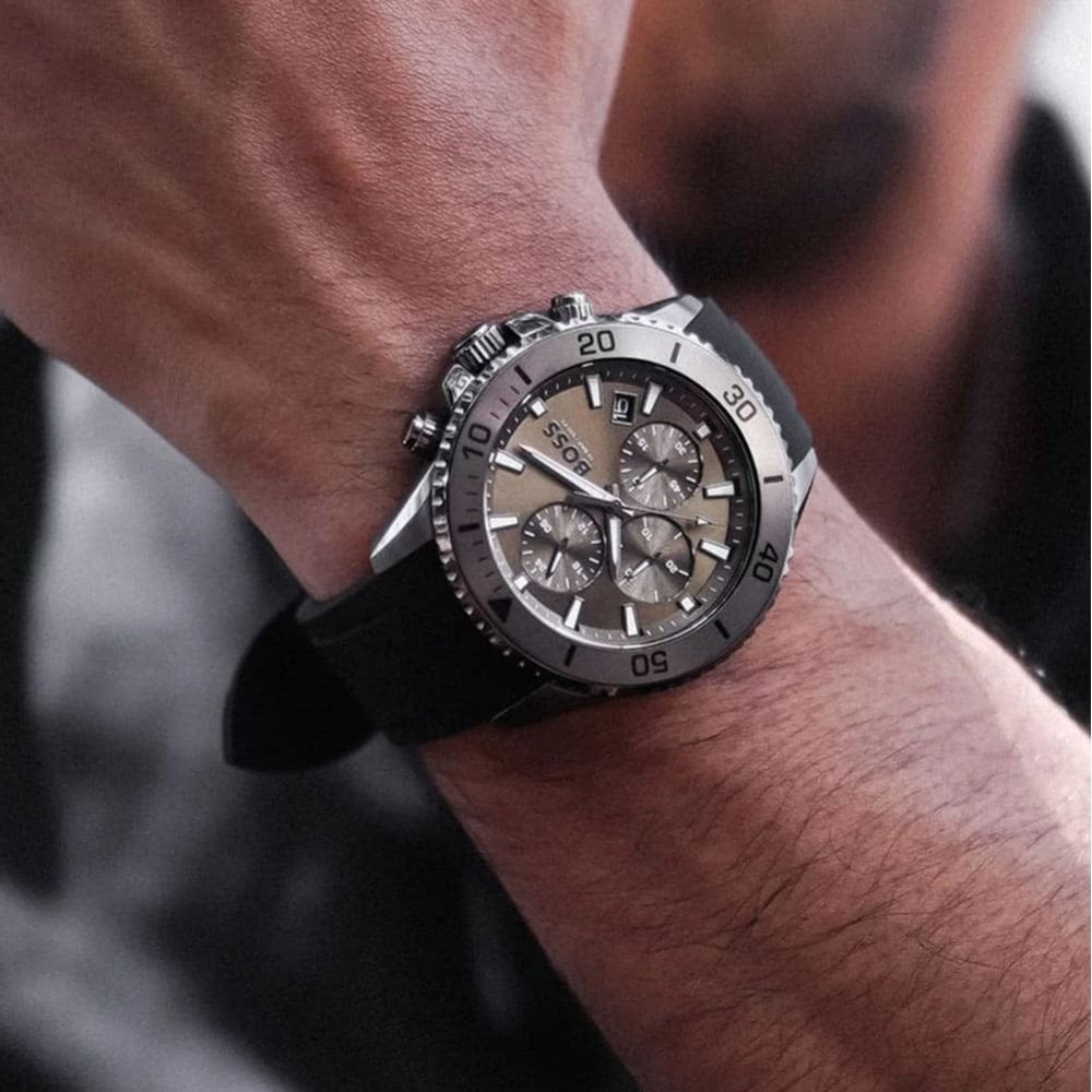 BOSS ADMIRAL CHRONOGRAPH OLIVE GREEN DIAL STAINLESS STEEL WATCH