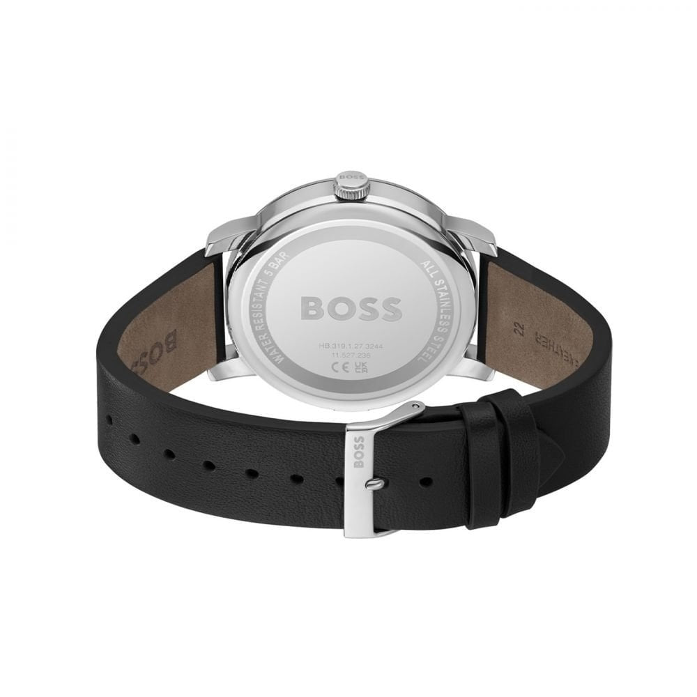 BOSS CONTENDER BLACK LEATHER CHRONOGRAPH WATCH