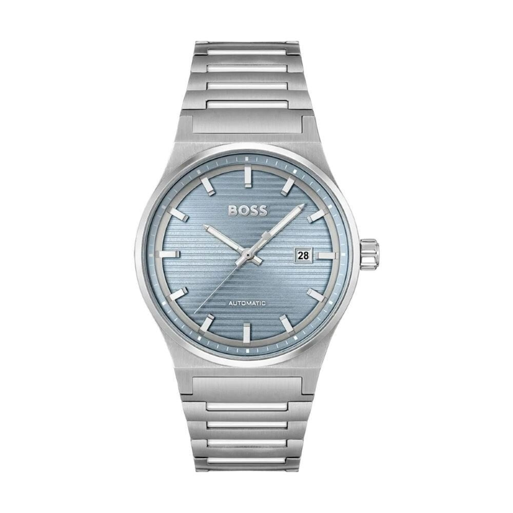 BOSS Candor Auto 41mm Light Blue Dial 3 Hands Steel Bracelet Watch