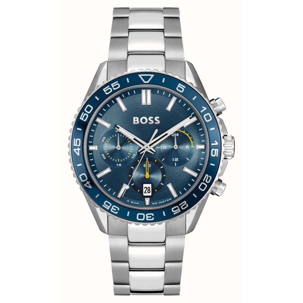 BOSS MEN'S RUNNER CHRONOGRAPH BLUE DIAL STAINLESS STEEL WATCH