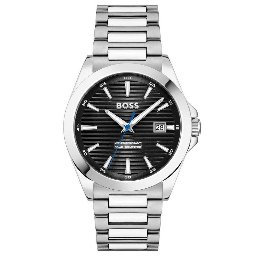 BOSS MEN'S STRIKE BLACK DIAL STAINLESS STEEL WATCH
