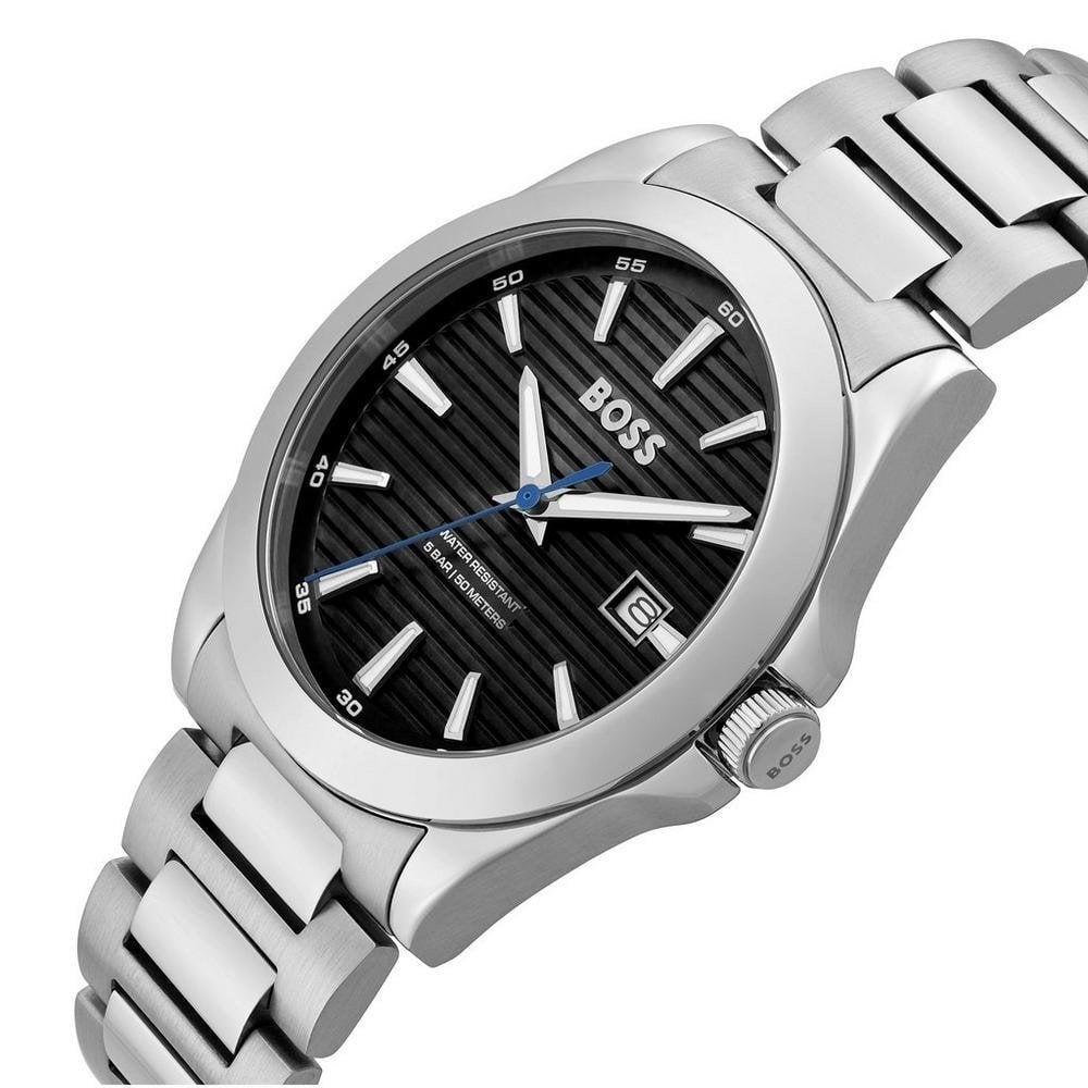BOSS MEN'S STRIKE BLACK DIAL STAINLESS STEEL WATCH