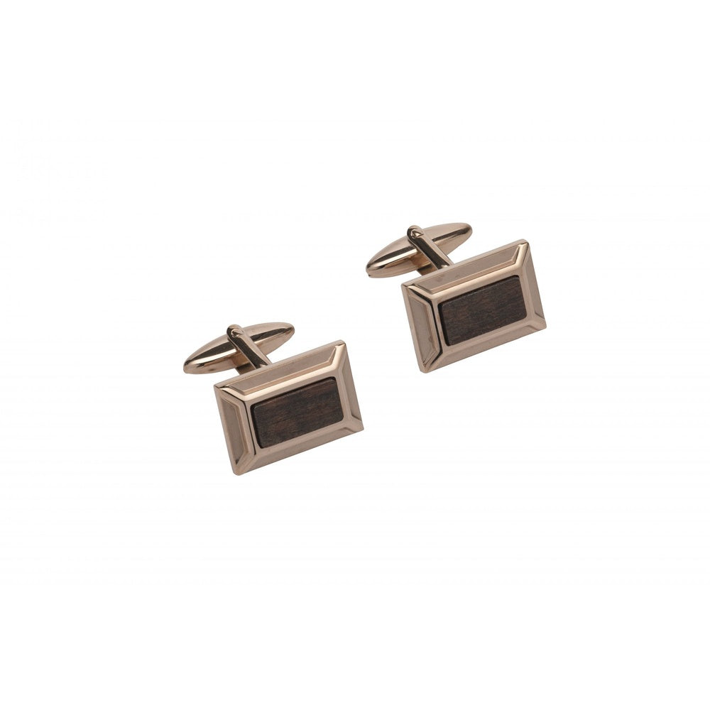 BRONZE/WOOD STAINLESS STEEL CUFF LINKS