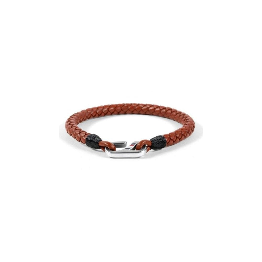 Braided Brown Leather Hook Bracelet