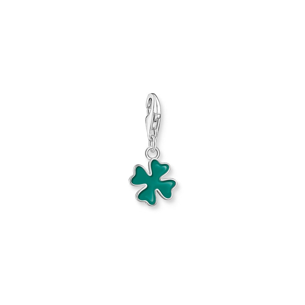 CHARM PENDANT GREEN CLOVERLEAF SILVER