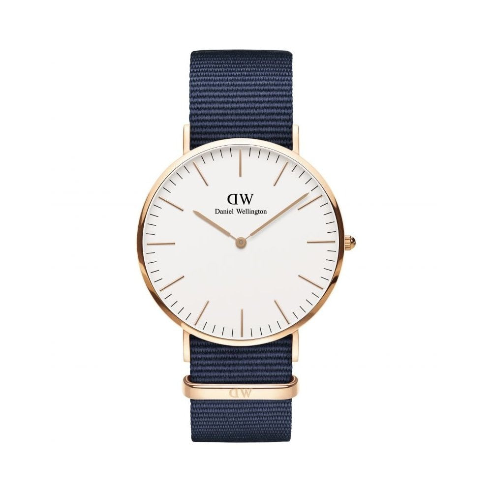CLASSIC BAYSWATER ROSE GOLD STAINLESS STEEL CASE WITH NAVY NYLON TEXTILE STRAP