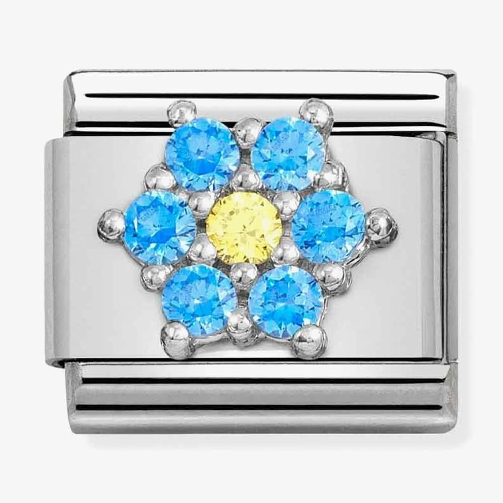 CLASSIC BLUE & YELLOW ZIRCONIA FLOWER CHARM