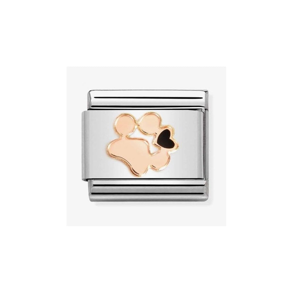 CLASSIC Composable Rose Gold Dog Paw Print with Heart Charm