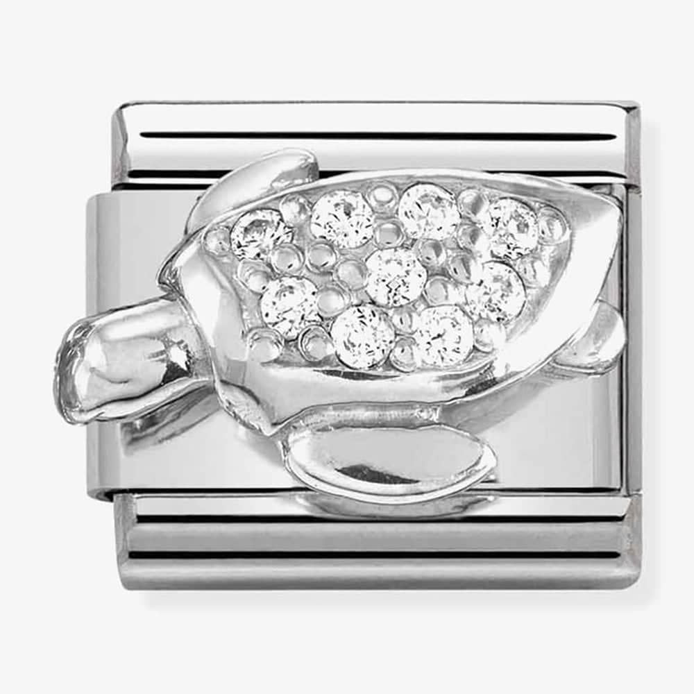 CLASSIC Composable Sterling Silver Cubic Zirconia Sea Turtle Charm