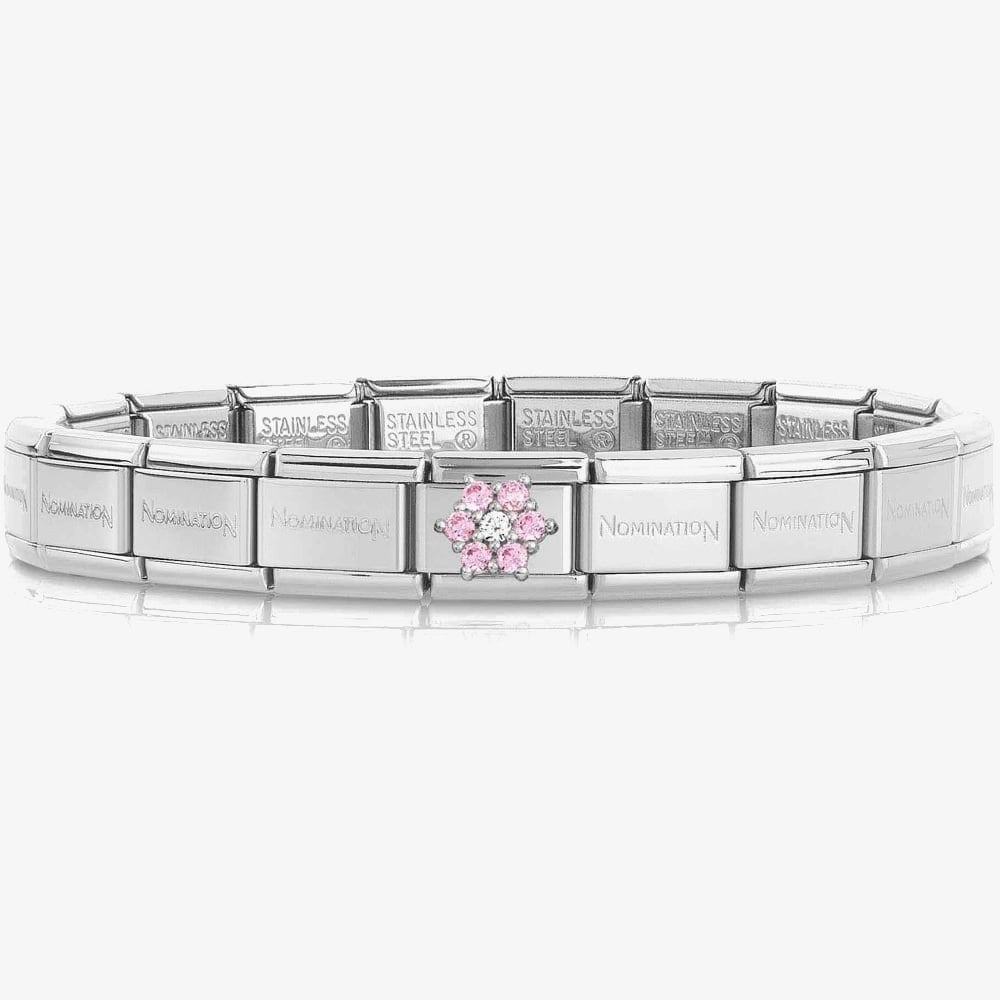CLASSIC FLOWER CHARM WITH PINK & WHITE ZIRCONIA