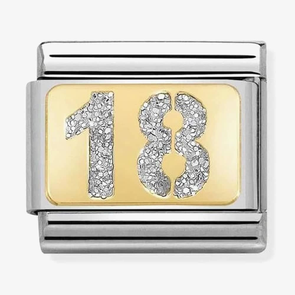 CLASSIC Gold Glitter Number 18 Charm