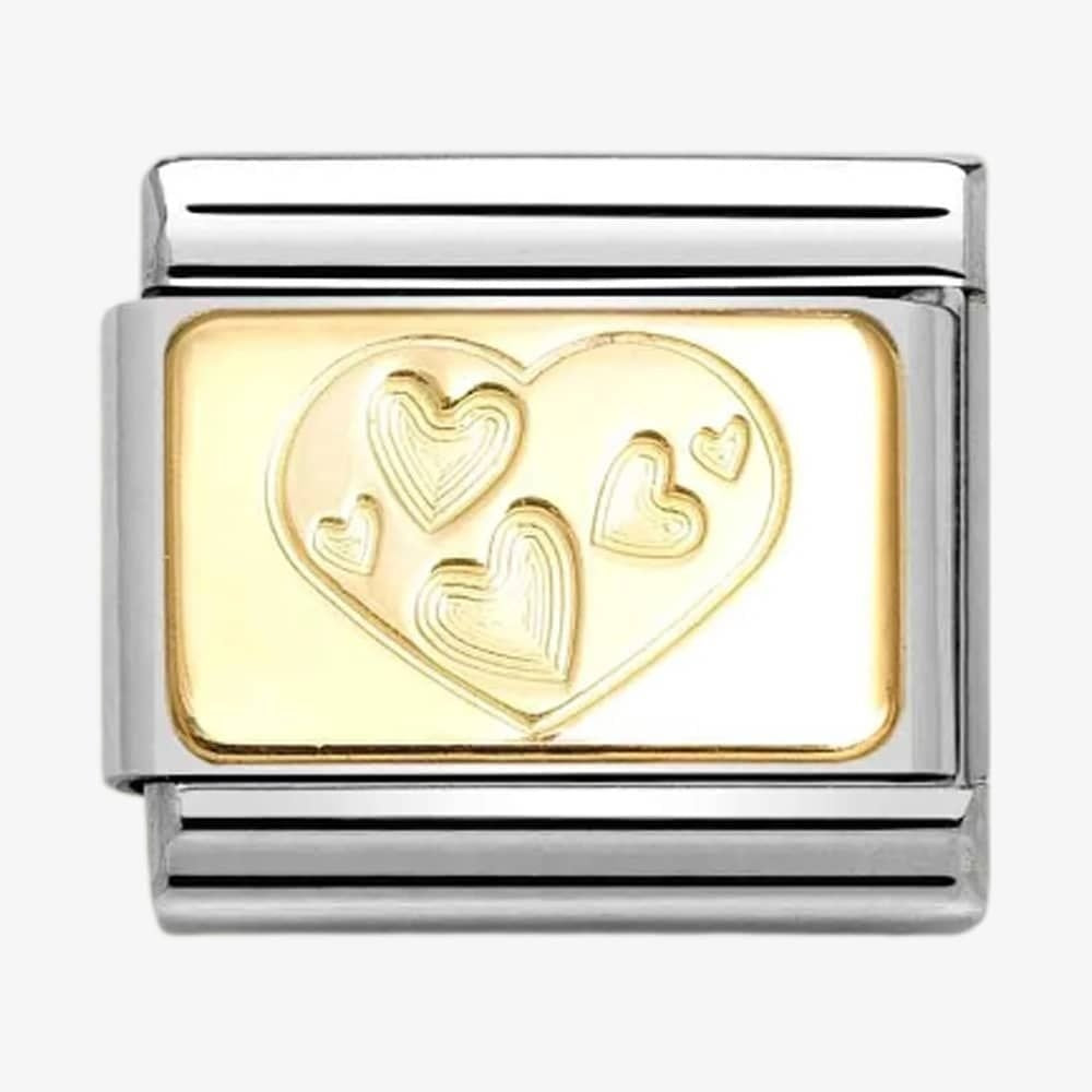 CLASSIC Gold Heart in Hearts Plaque Charm