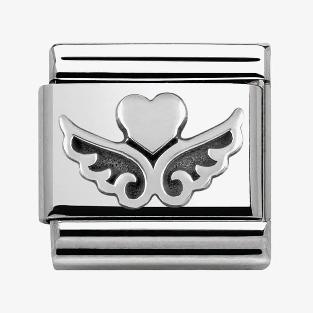 CLASSIC OXIDISED ANGEL WINGS CHARM WITH HEART