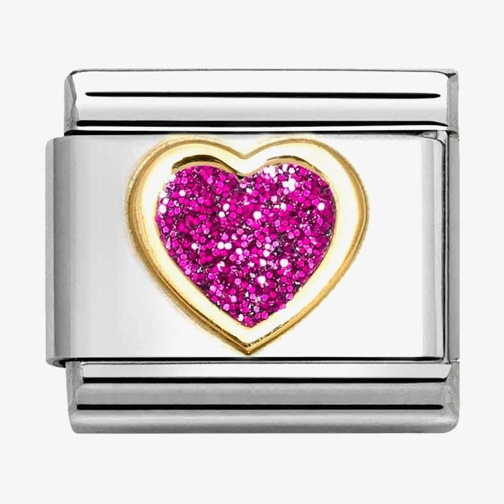 CLASSIC Pink Glitter Heart Charm