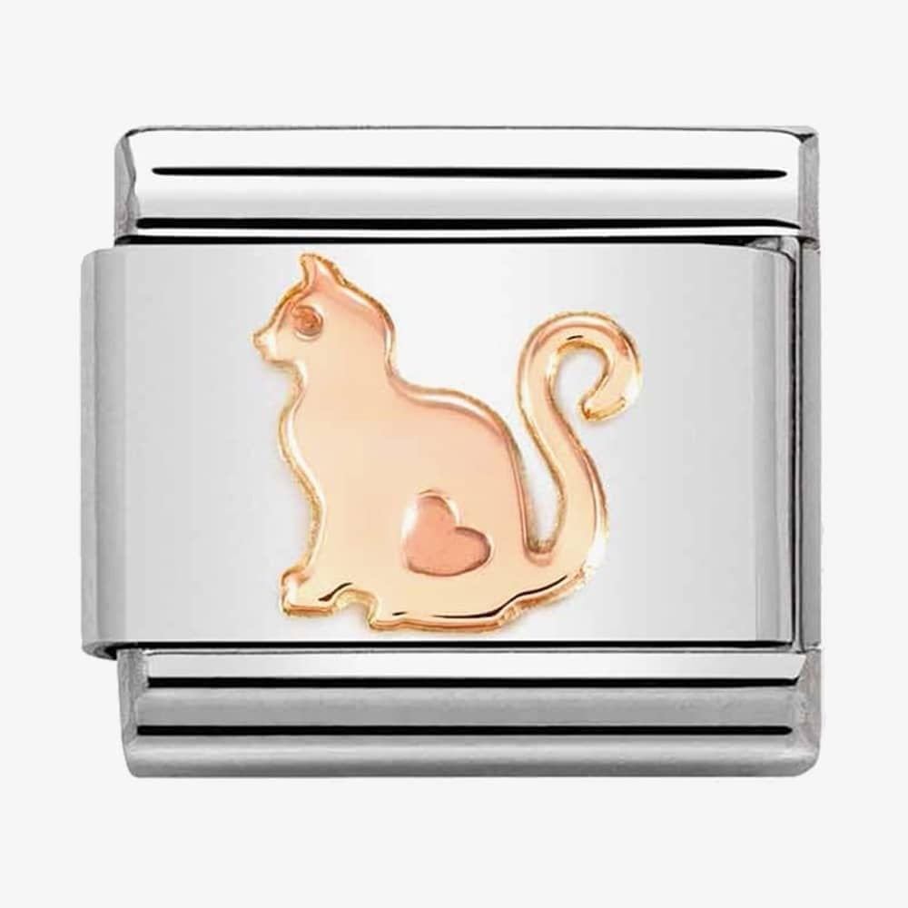 CLASSIC ROSE GOLD CAT CHARM WITH HEART DETAIL