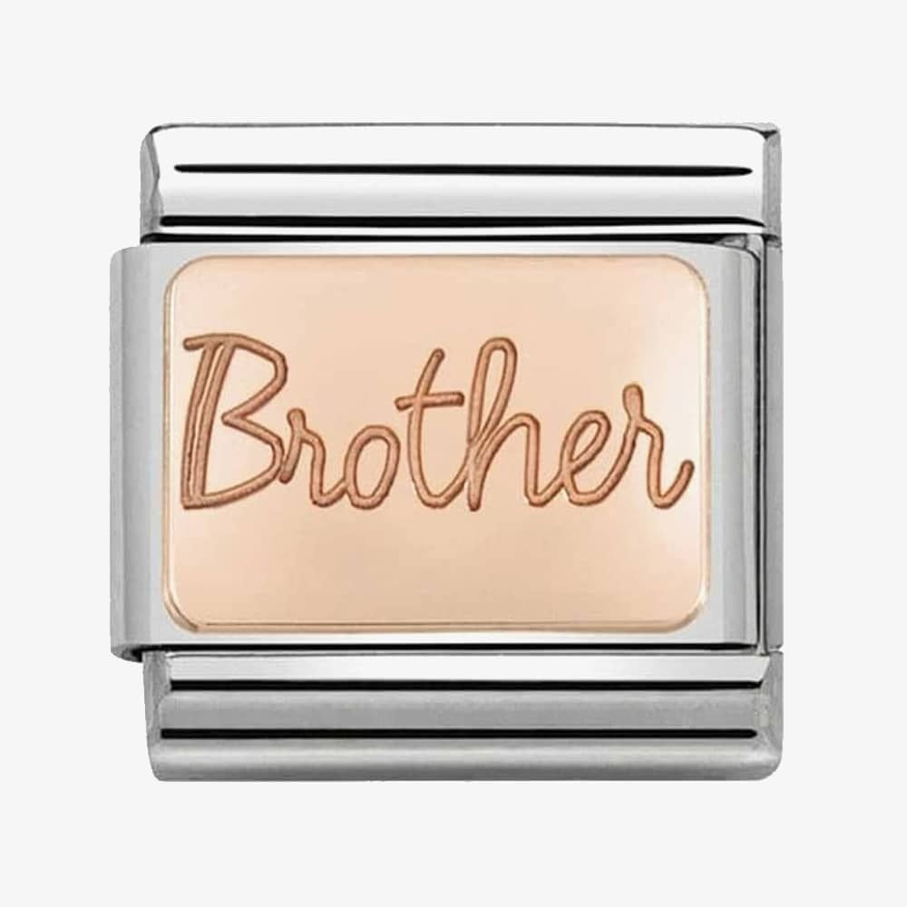 CLASSIC ROSE GOLD PLATE CHARM WITH BROTHER IN WRITING