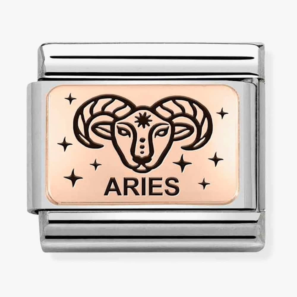 CLASSIC ROSE GOLD PLATE WITH ARIES SYMBOL AND WRITING