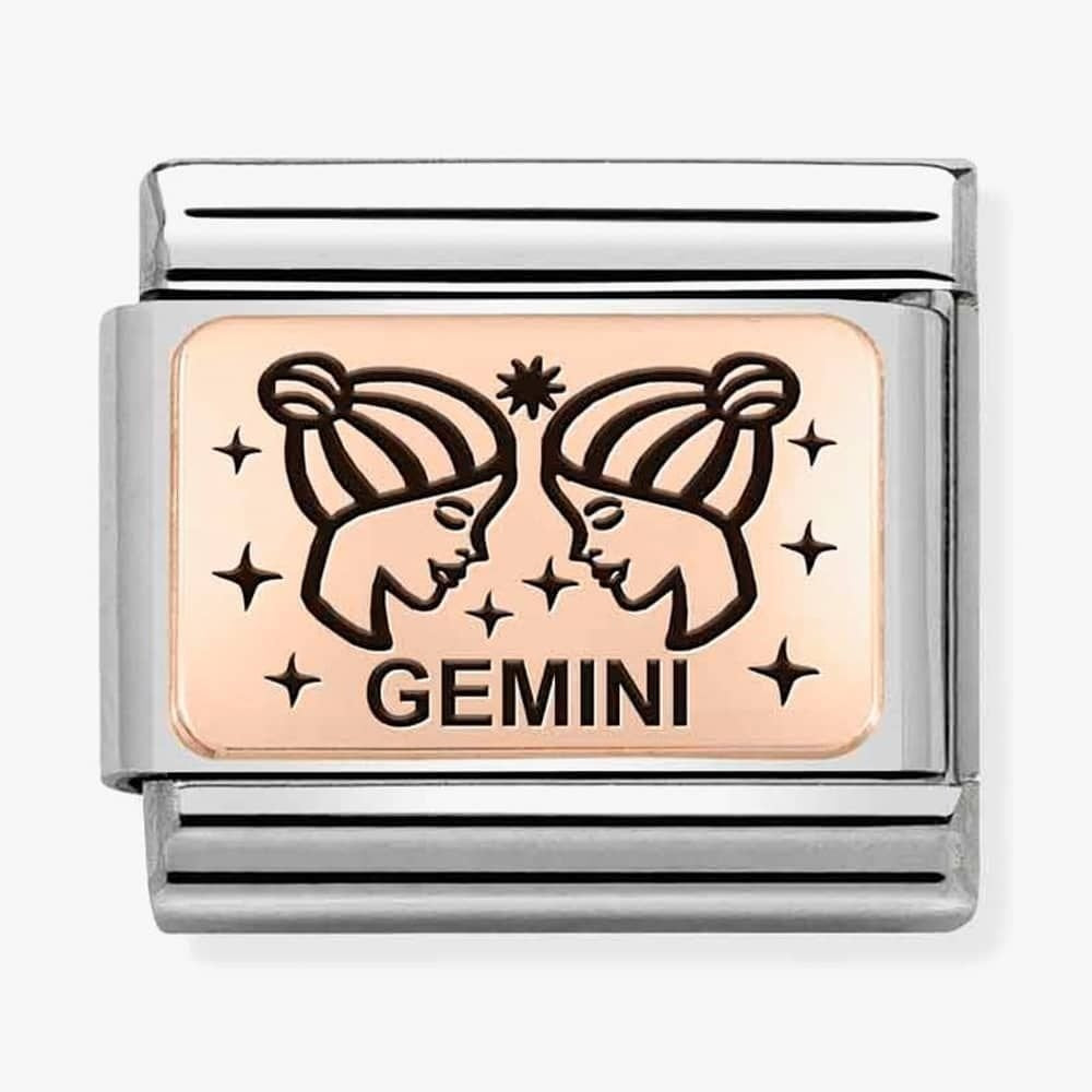 CLASSIC ROSE GOLD PLATE WITH GEMINI SYMBOL & WRITING