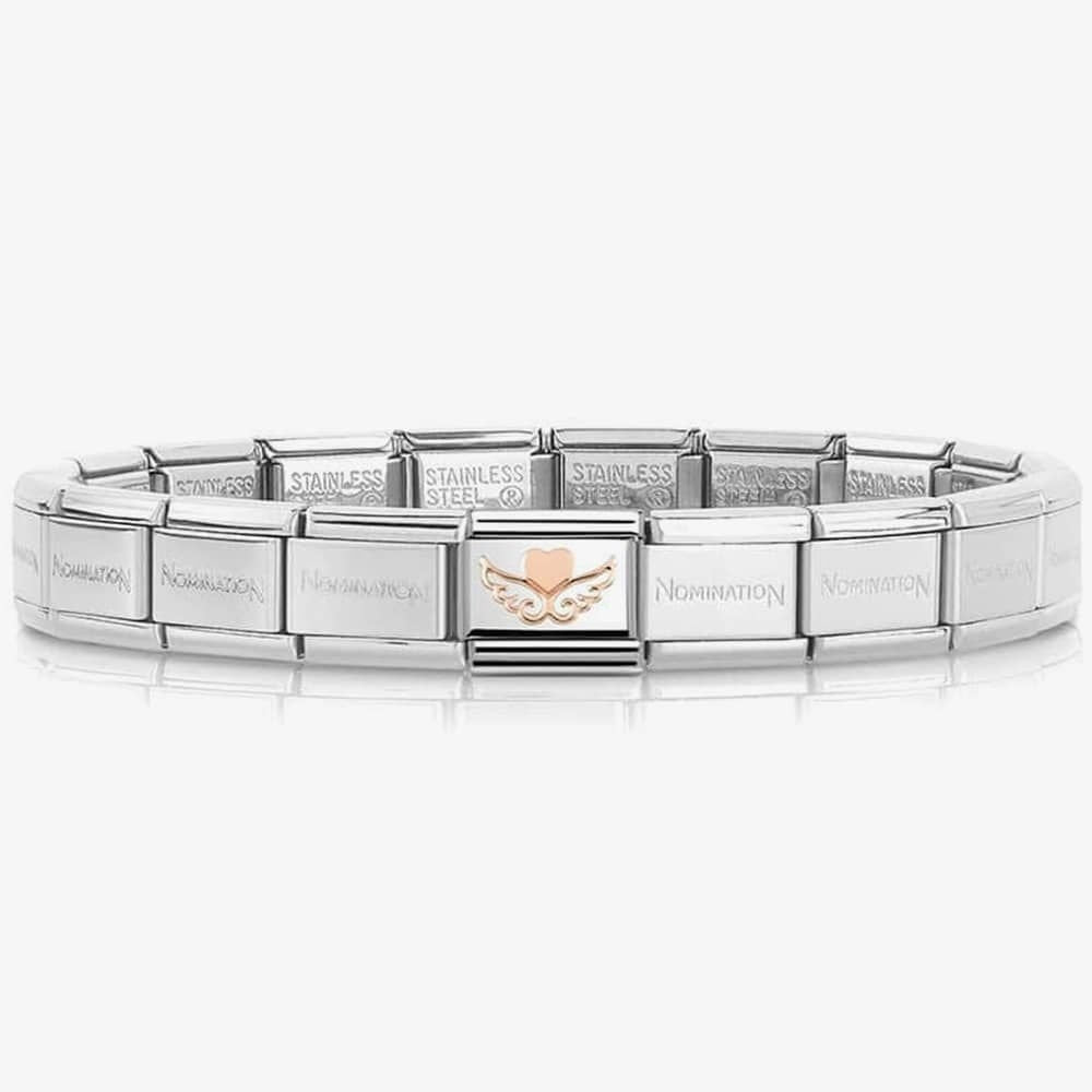 CLASSIC ROSE GOLD PLATE WITH HEART & ANGEL WINGS OUTLINE