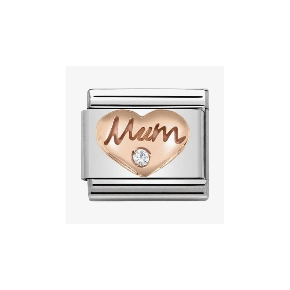 CLASSIC Rose Gold Symbols Mum Heart Charm