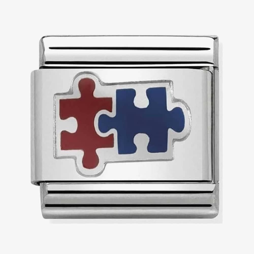 CLASSIC SILVERSHINE RED & BLUE PUZZLE CHARM