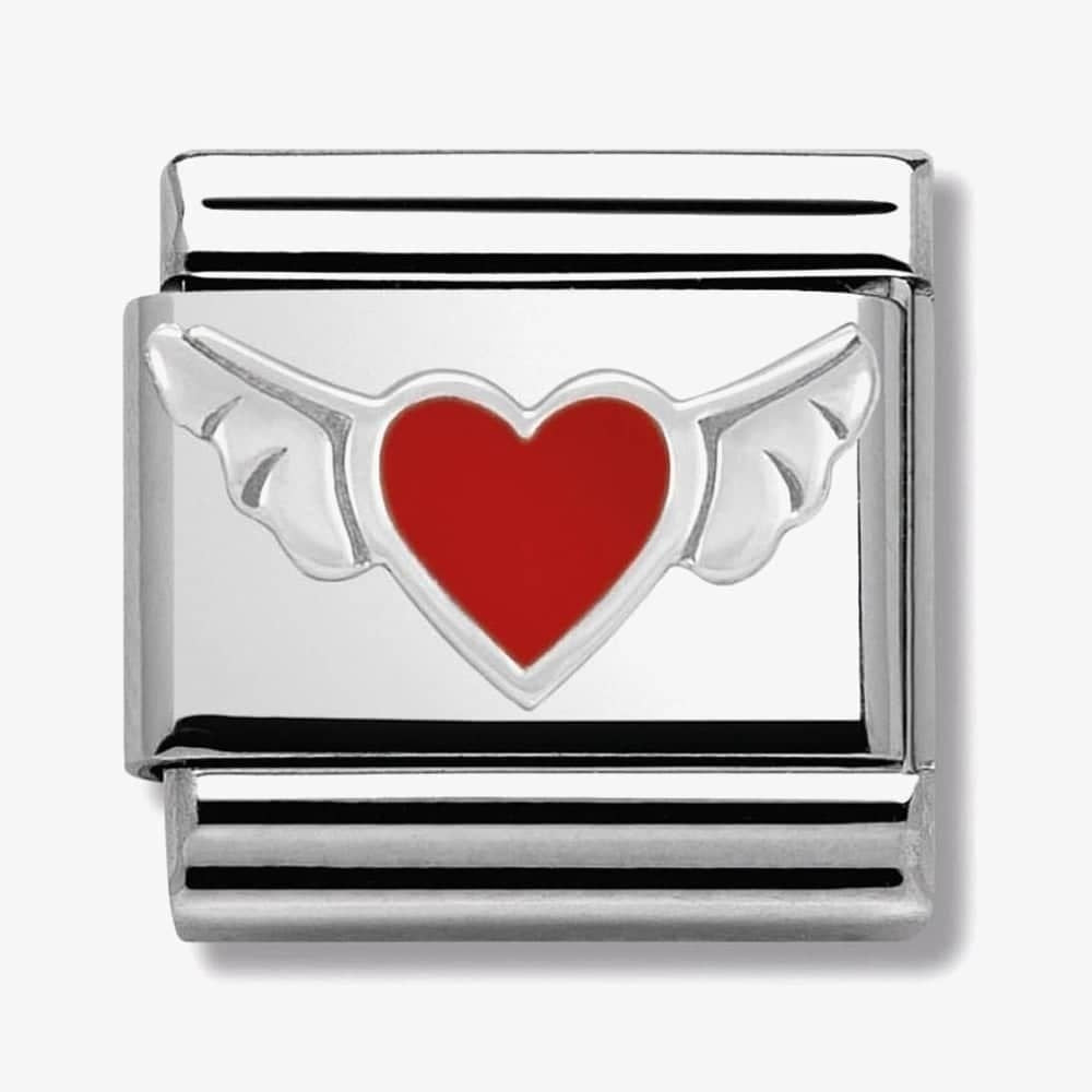 CLASSIC SILVERSHINE RED HEART WITH ANGEL WINGS CHARM
