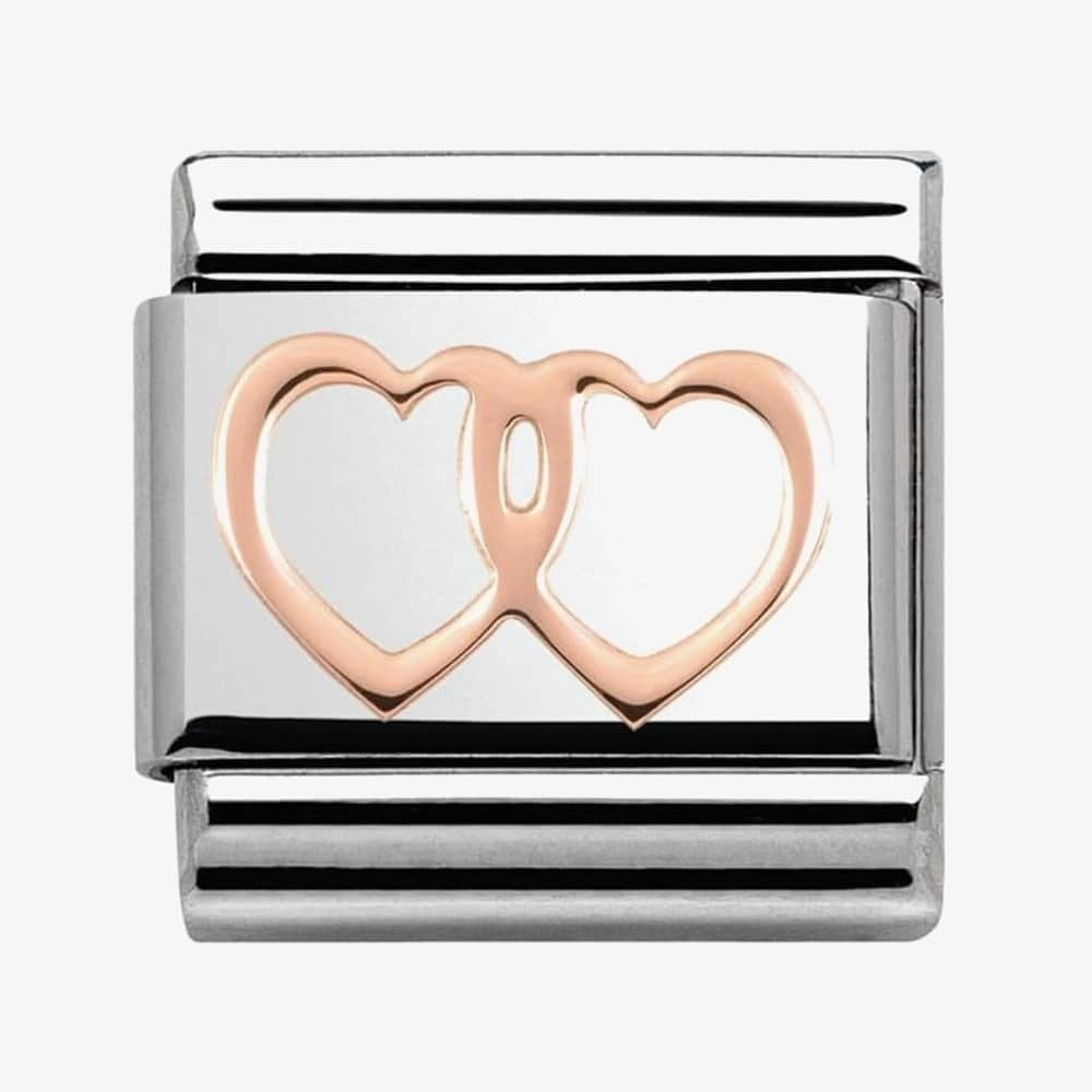 CLASSIC SILVERSHINE WITH ROSE GOLD DOUBLE HEART OUTLINE