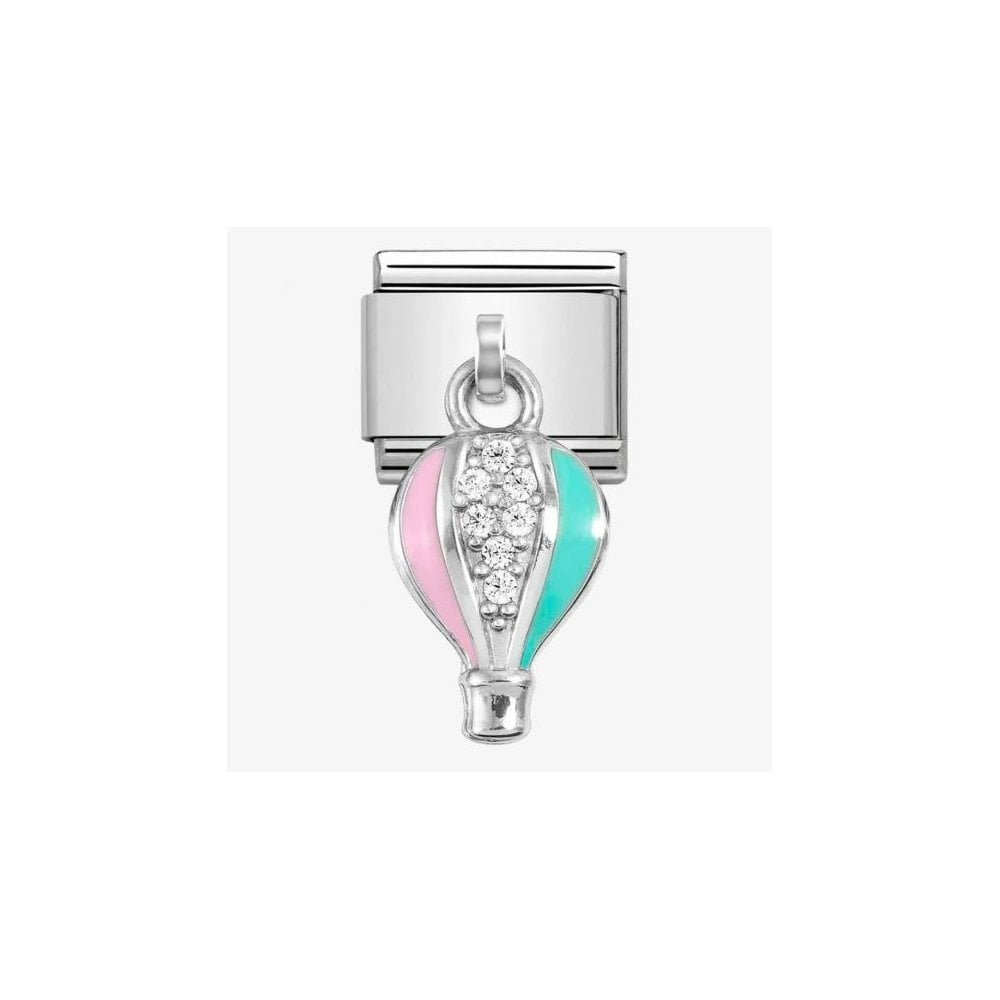 CLASSIC Silvershine Pink & Blue Hot Air Balloon Dropper Charm