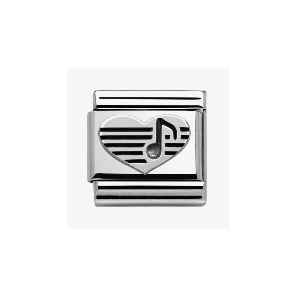 CLASSIC Silvershine Symbols Heart with Musical Note Charm