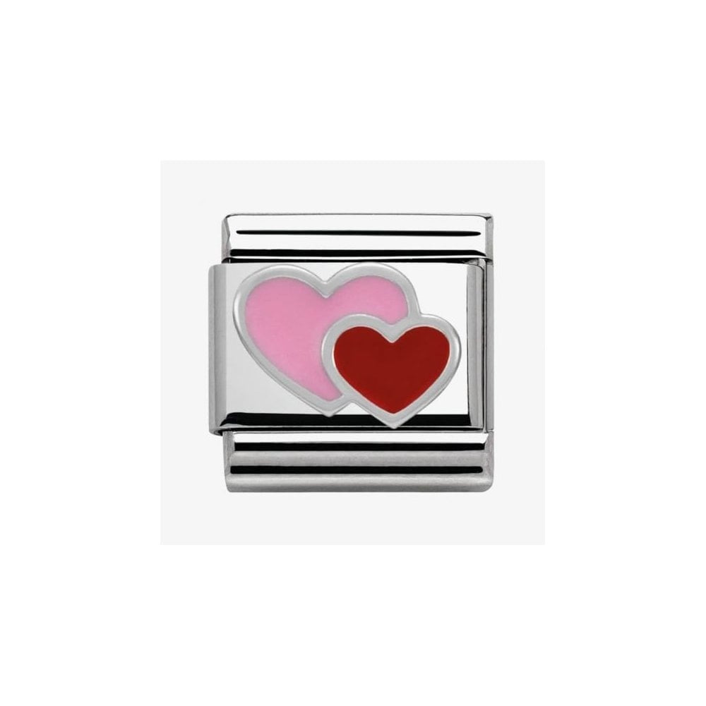 CLASSIC Silvershine Symbols Pink and Red Hearts Charm