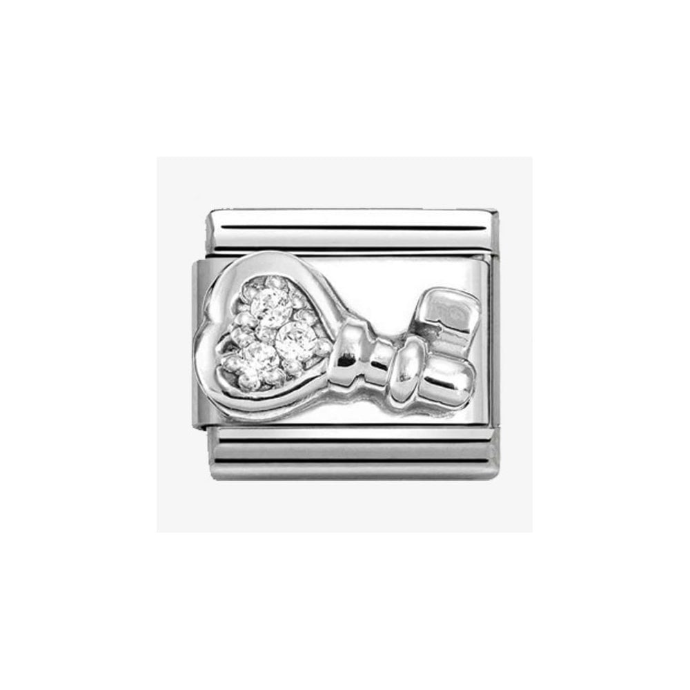 CLASSIC Silvershine White Cubic Zirconia Key Charm