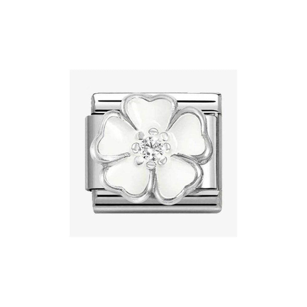 CLASSIC Silvershine White Flower Charm