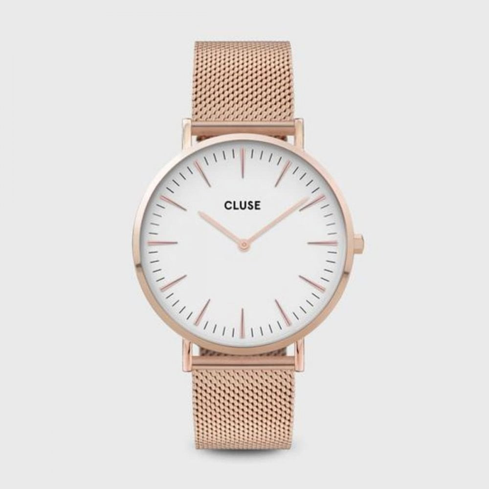 CLUSE La Bohème Mesh, Rose Gold, White/Rose gold