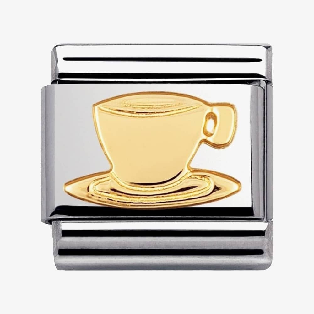COMPOSABLE CLASSIC COFFEE CUP LINK IN 18CT GOLD & STEEL