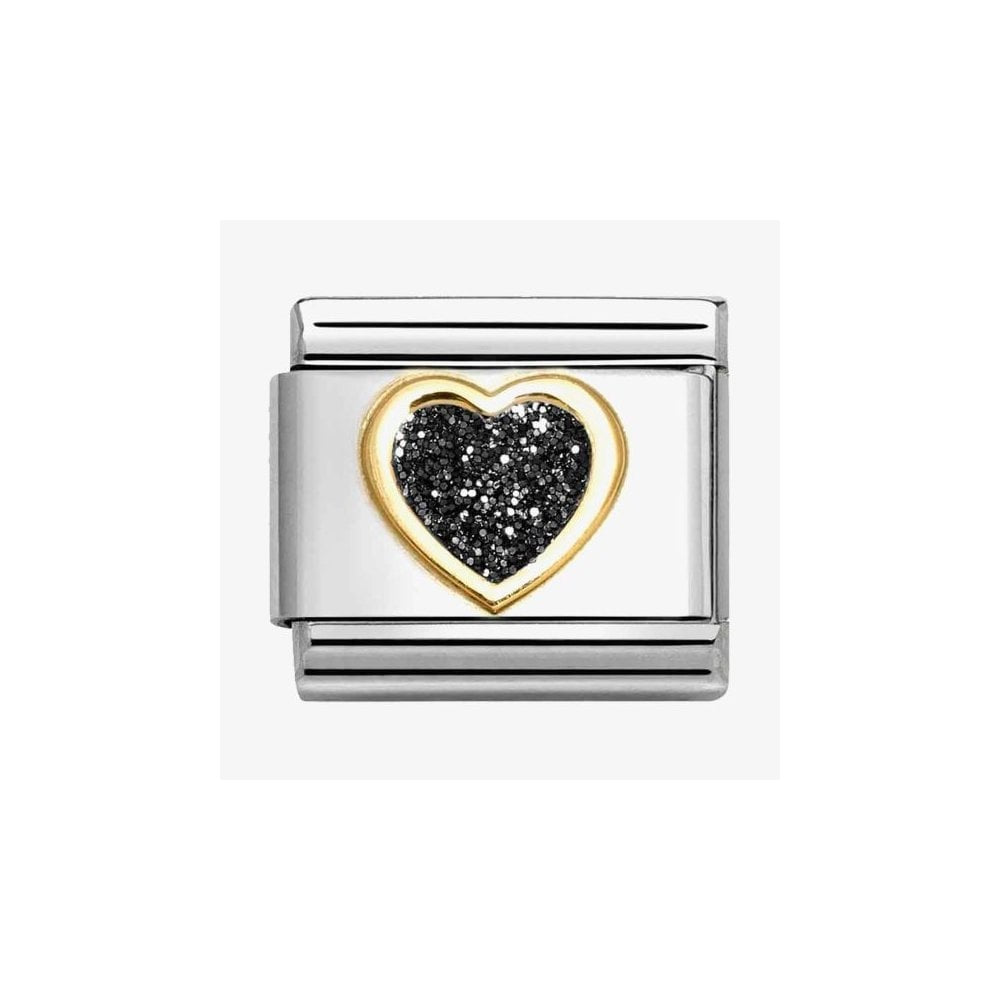 COMPOSABLE CLASSIC LINK, HEART, BLACK GLITTER CHARM