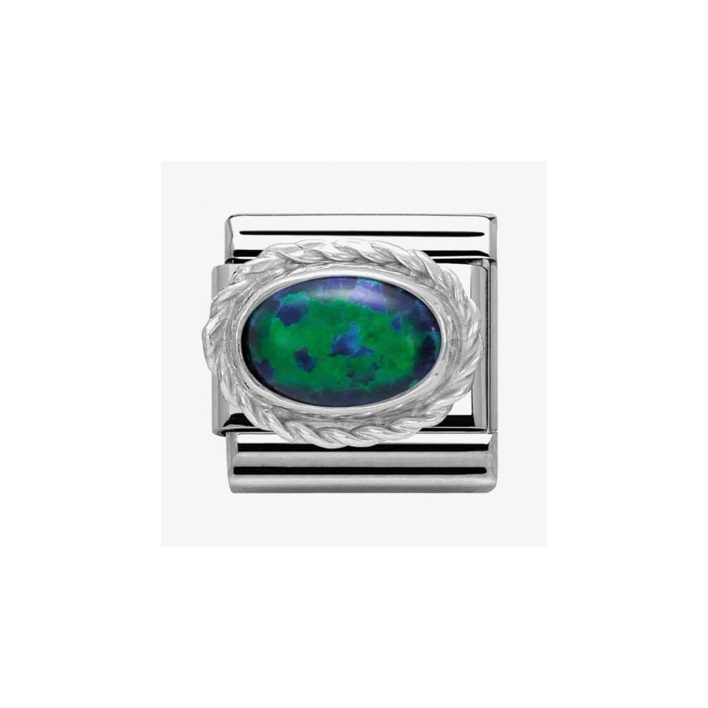 COMPOSABLE CLASSIC LINK IN SILVER WITH GREEN OPAL STONE CHARM