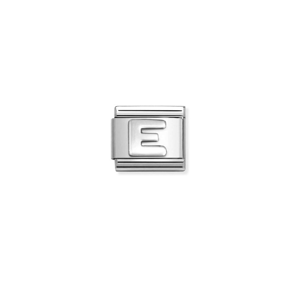 COMPOSABLE CLASSIC LINK, LETTER E, SILVER CHARM