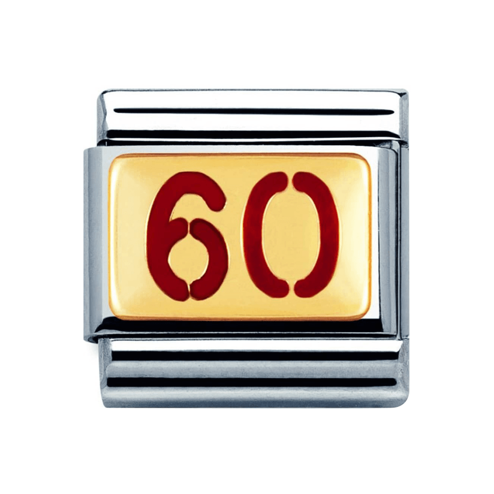 COMPOSABLE Classic "60" charm in stainless steel with enamel and 18k gold