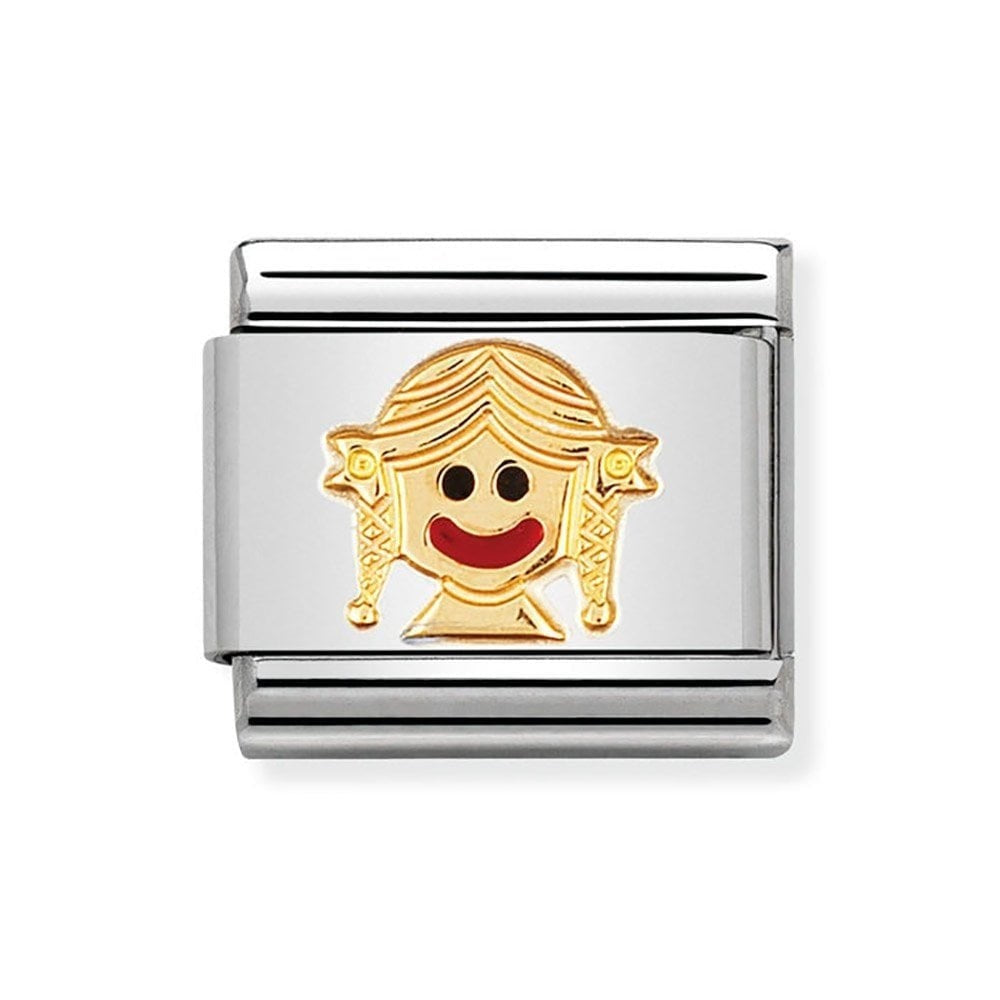 COMPOSABLE Classic BABY GIRL in stainless steel with enamel and 18k gold