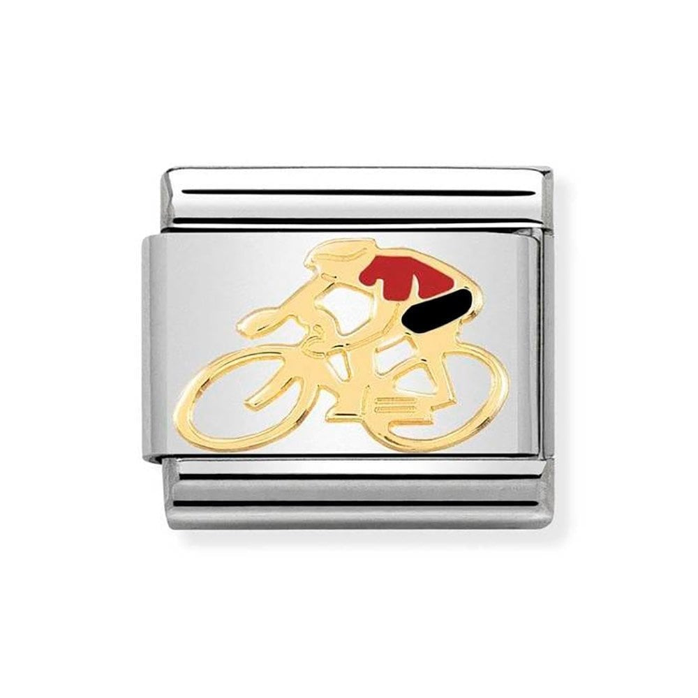 COMPOSABLE Classic CYCLIST RED in stainless steel with enamel and 18k gold